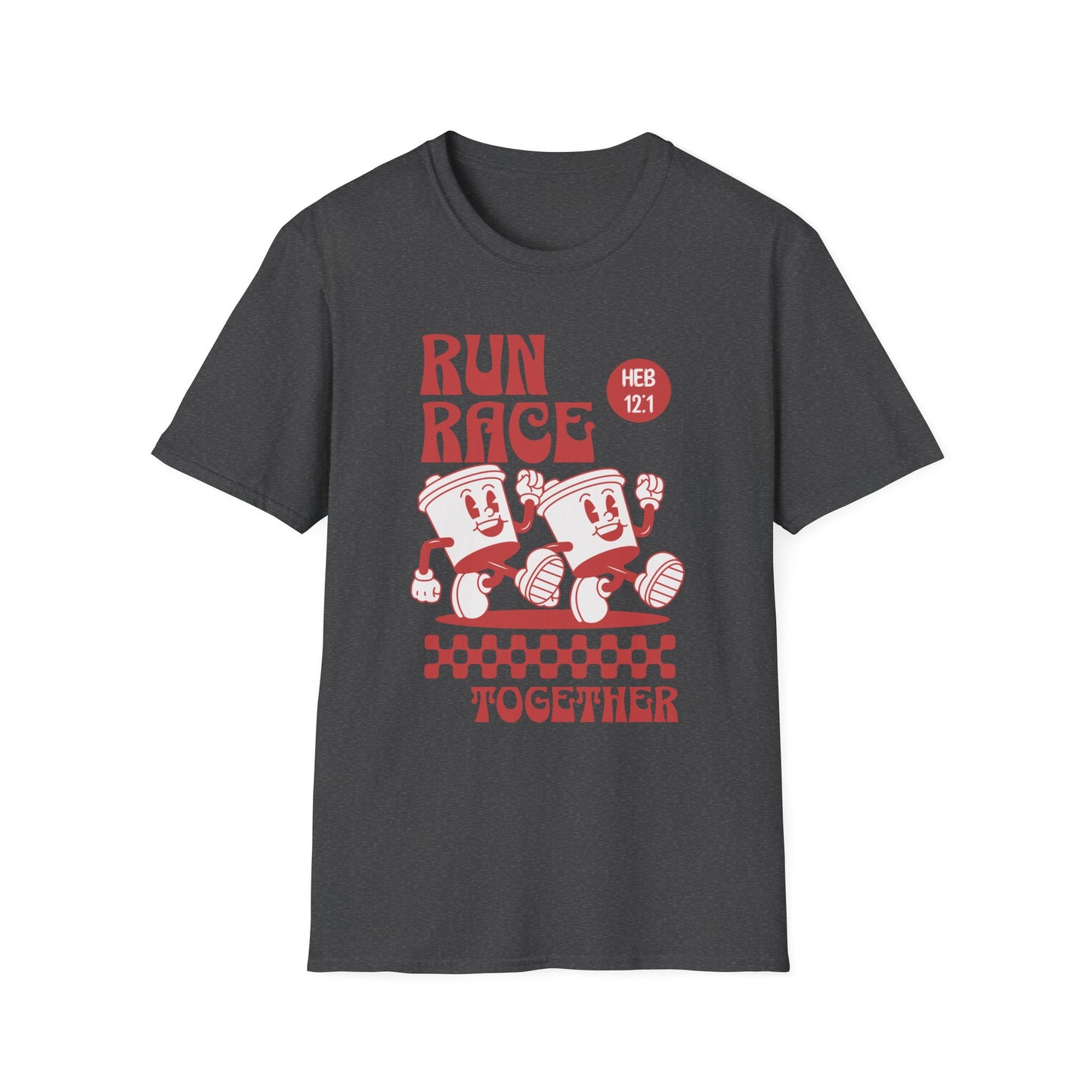 Fitness Couples Softstyle T-Shirt - Fit-over 40 Run Race Together Design