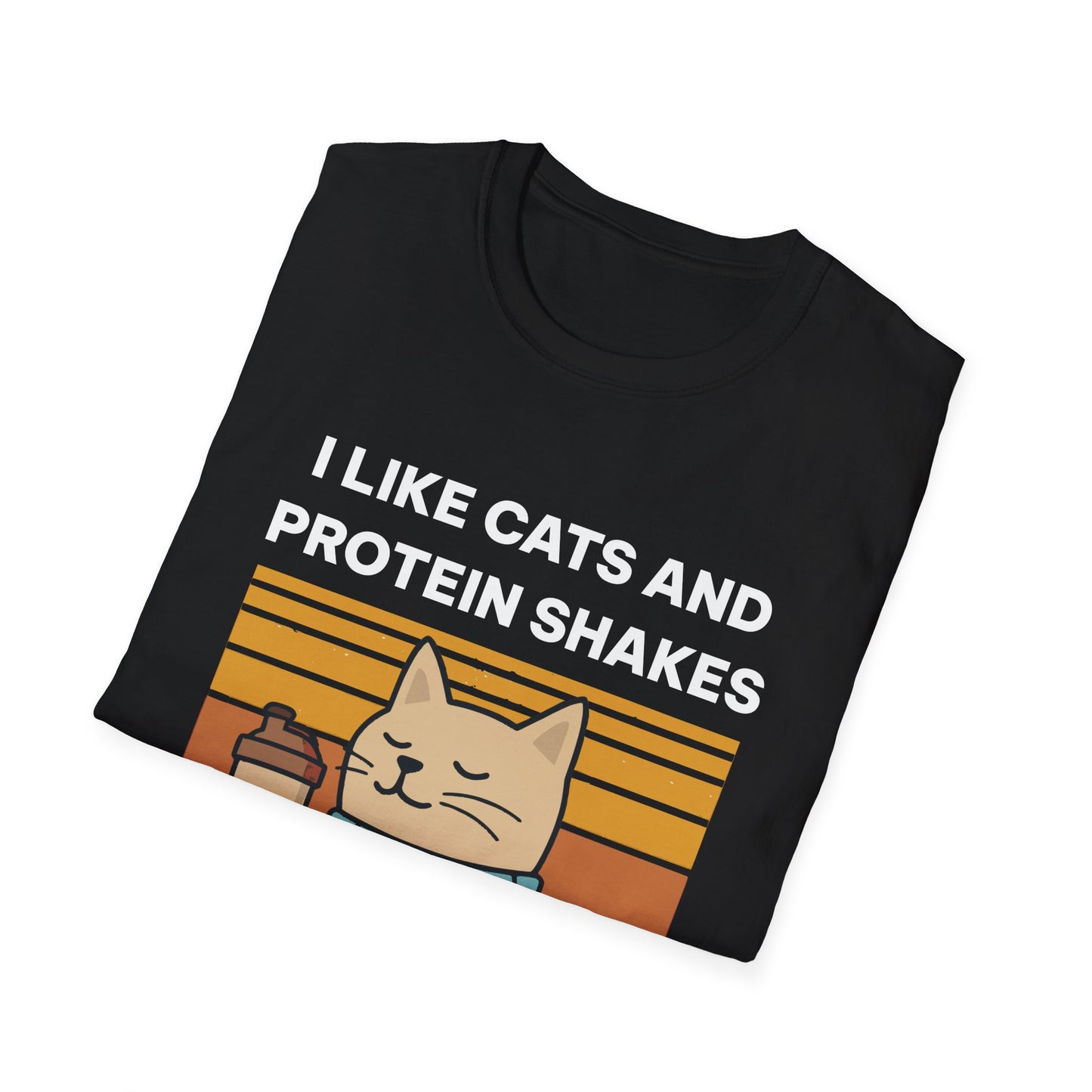 I Like Cats and Protein Shakes Fitness T-shirt