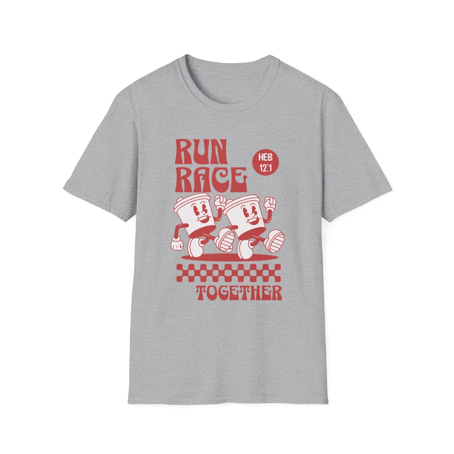 Fitness Couples Softstyle T-Shirt - Fit-over 40 Run Race Together Design