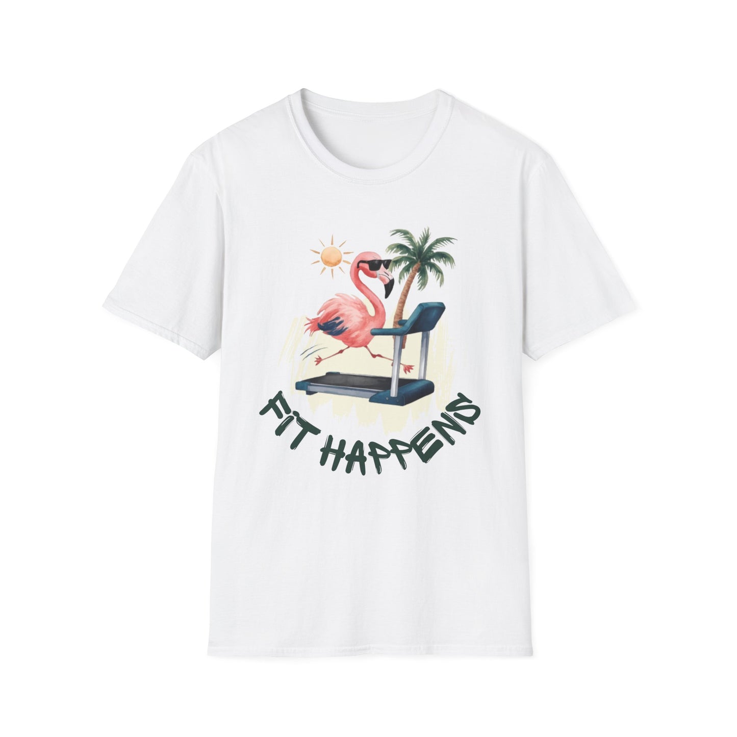 Fit Happens Treadmill Flamingo Gym T-Shirt