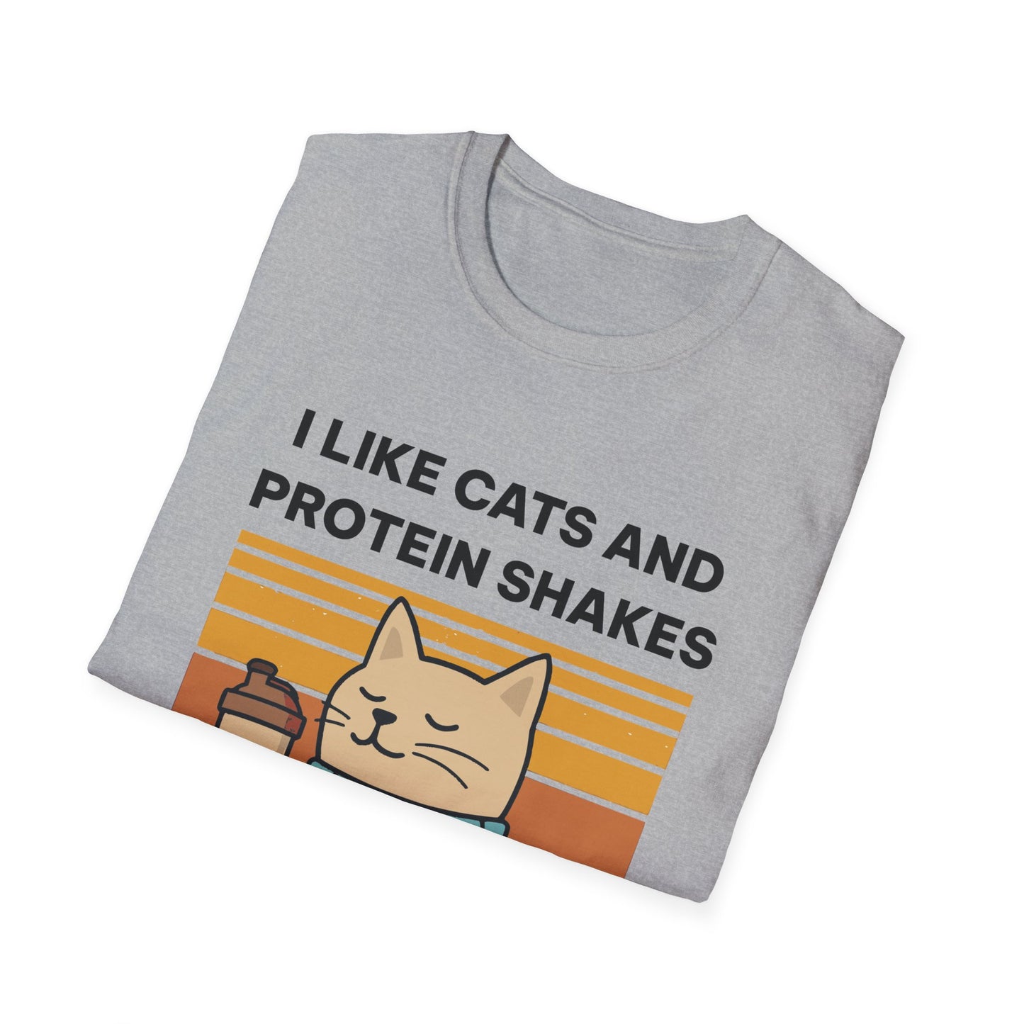 I Like Cats and Protein Shakes Fitness T-shirt