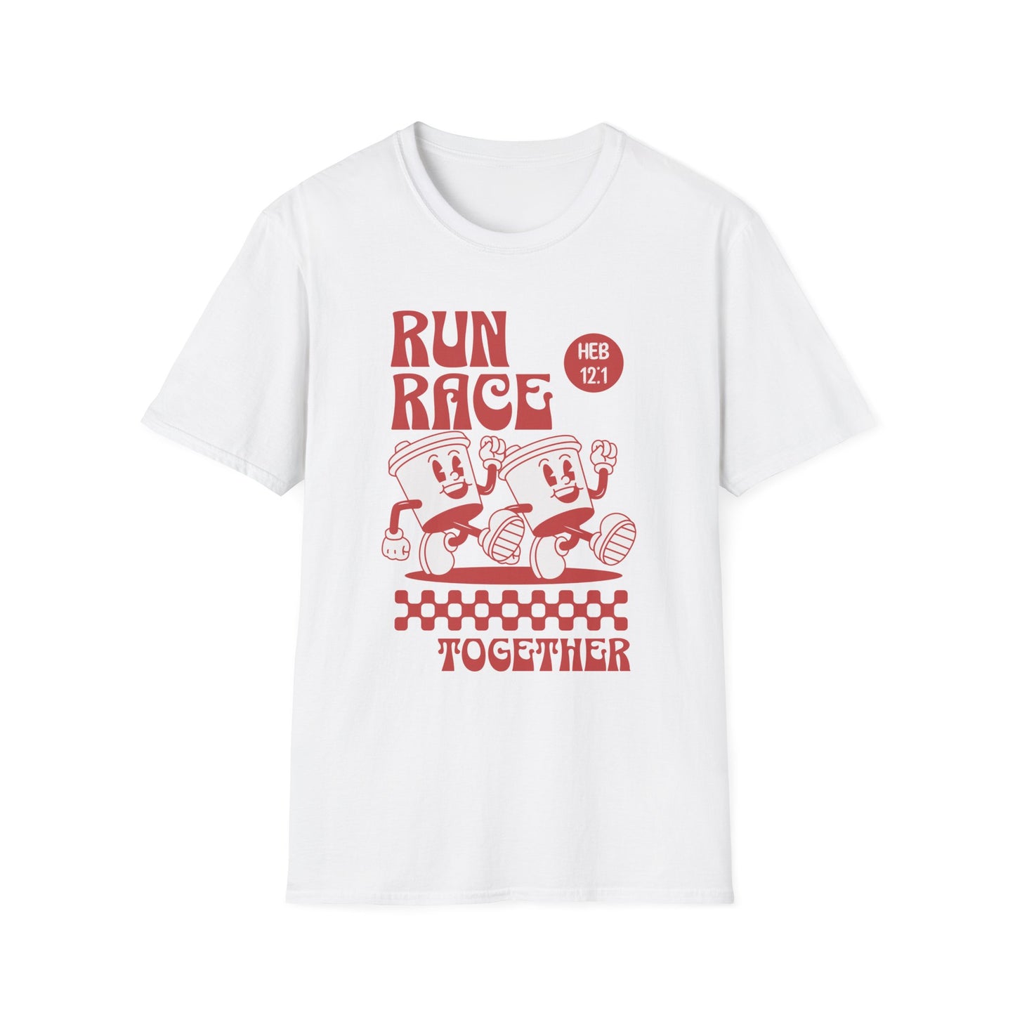 Fitness Couples Softstyle T-Shirt - Fit-over 40 Run Race Together Design