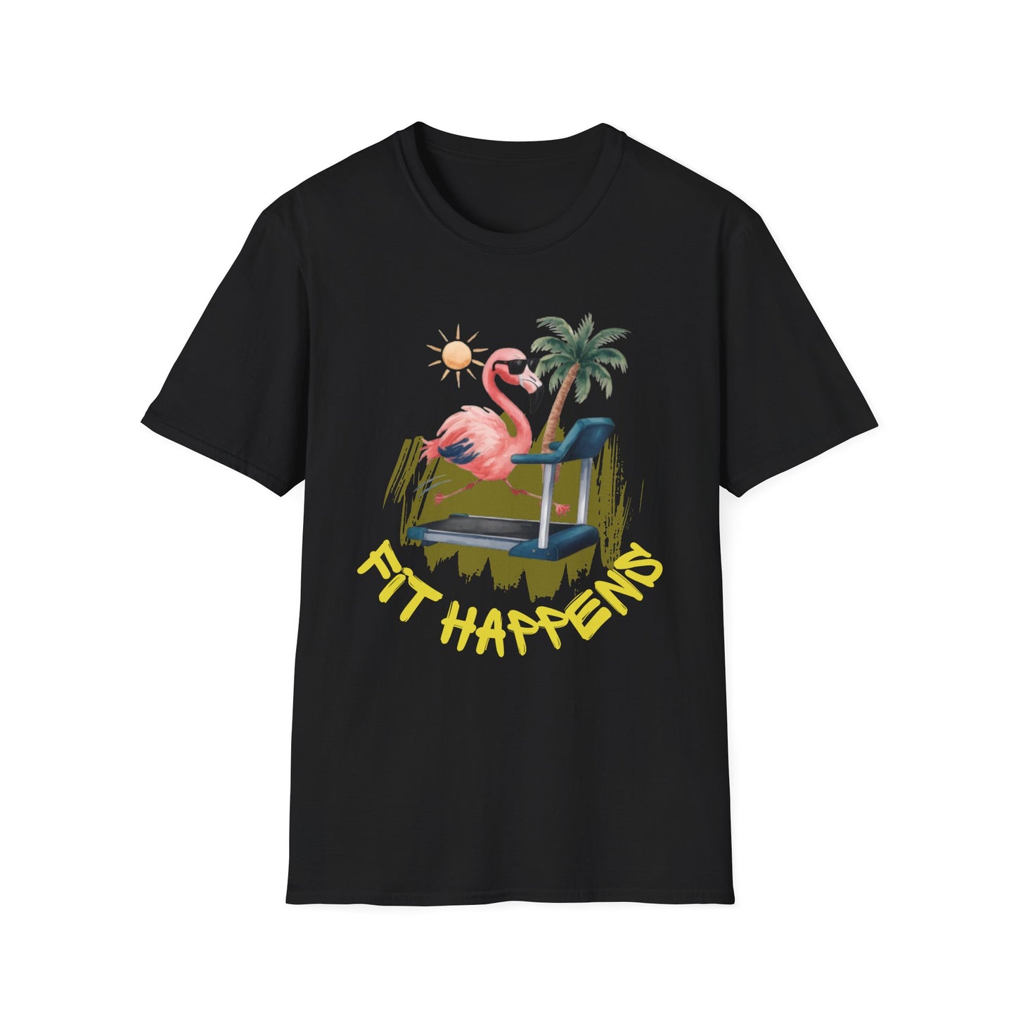 Fit Happens Treadmill Flamingo Gym T-Shirt