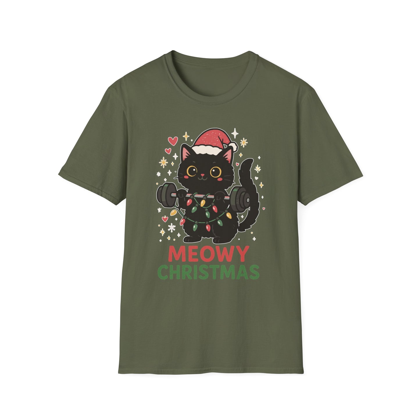 Meowy Christmas Cat Fitness T-shirt