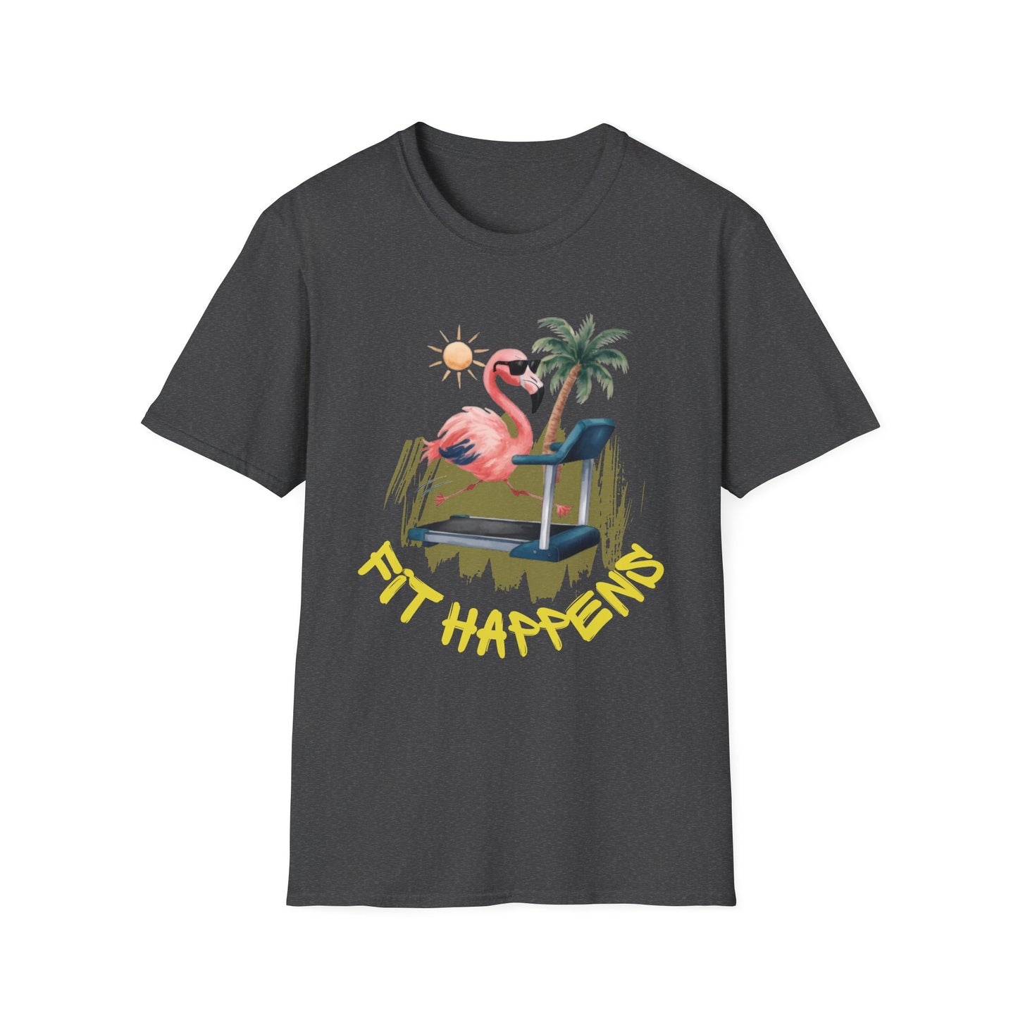 Fit Happens Treadmill Flamingo Gym T-Shirt