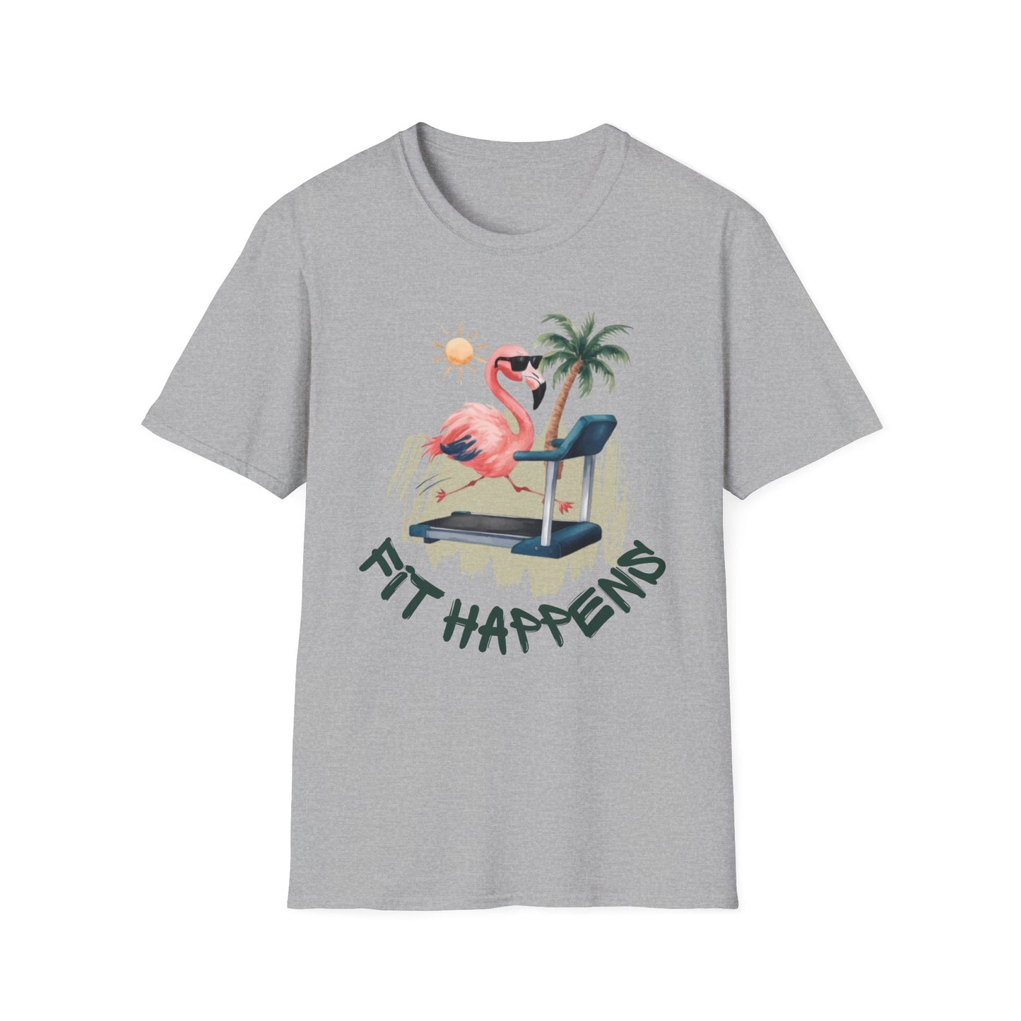Fit Happens Treadmill Flamingo Gym T-Shirt