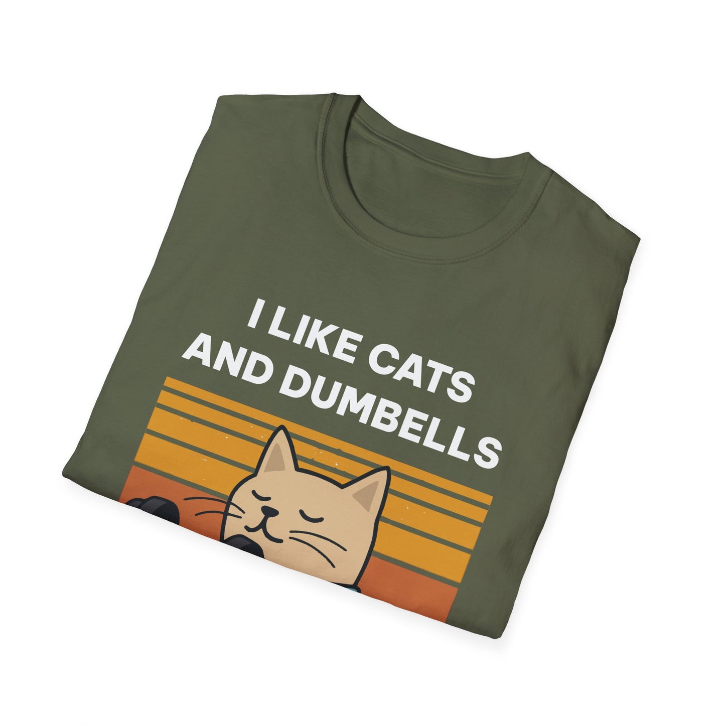 I Like Cats and Dumbbells Fitness T-shirt