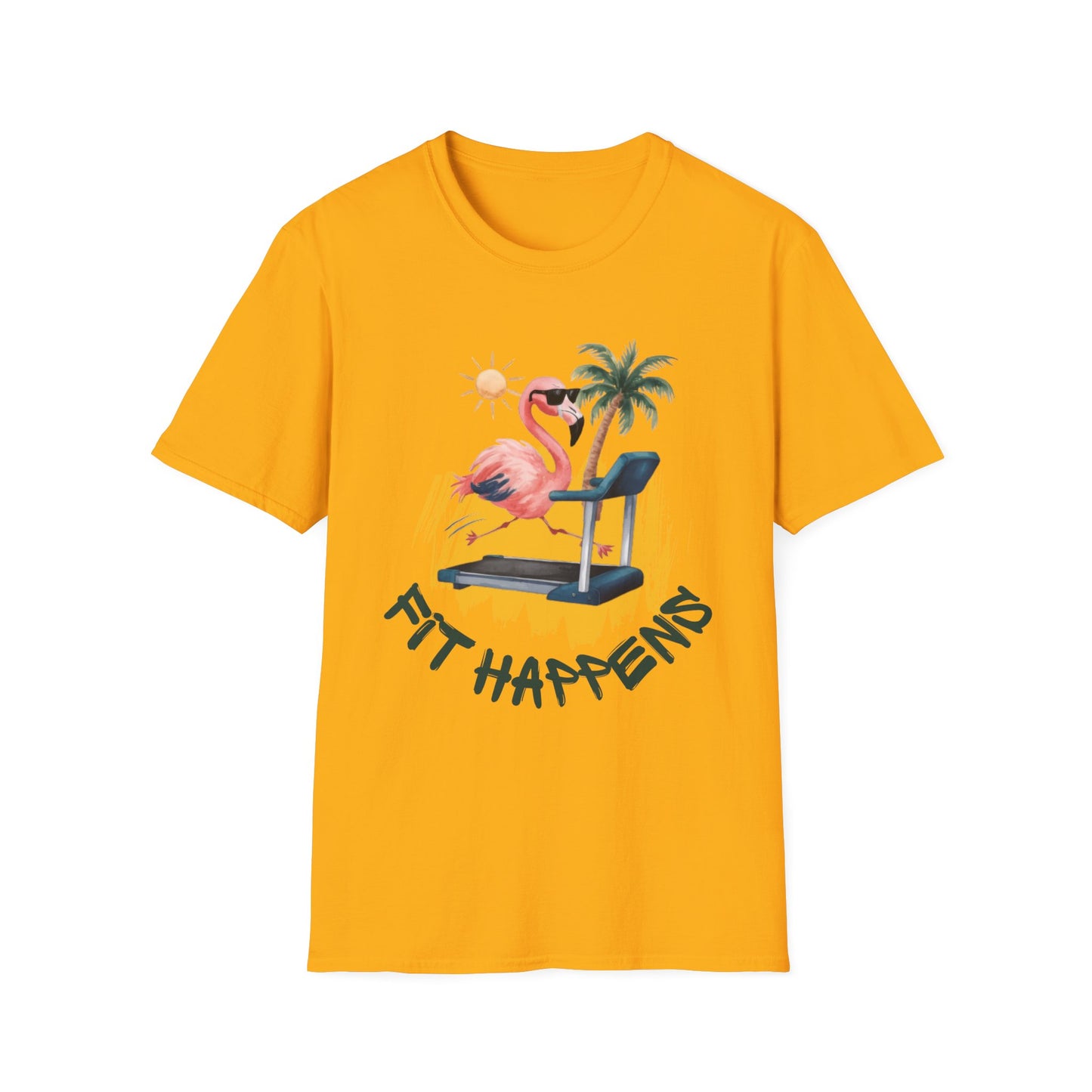 Fit Happens Treadmill Flamingo Gym T-Shirt