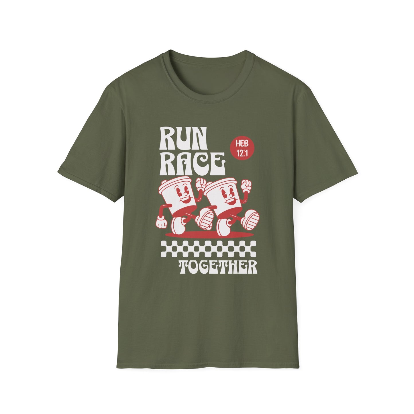 Fitness Couples Softstyle T-Shirt - Fit-over 40 Run Race Together Design