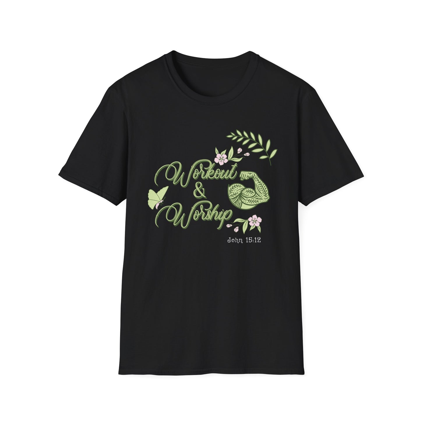 Workout & Worship - Faith-Based Fitness T-Shirt