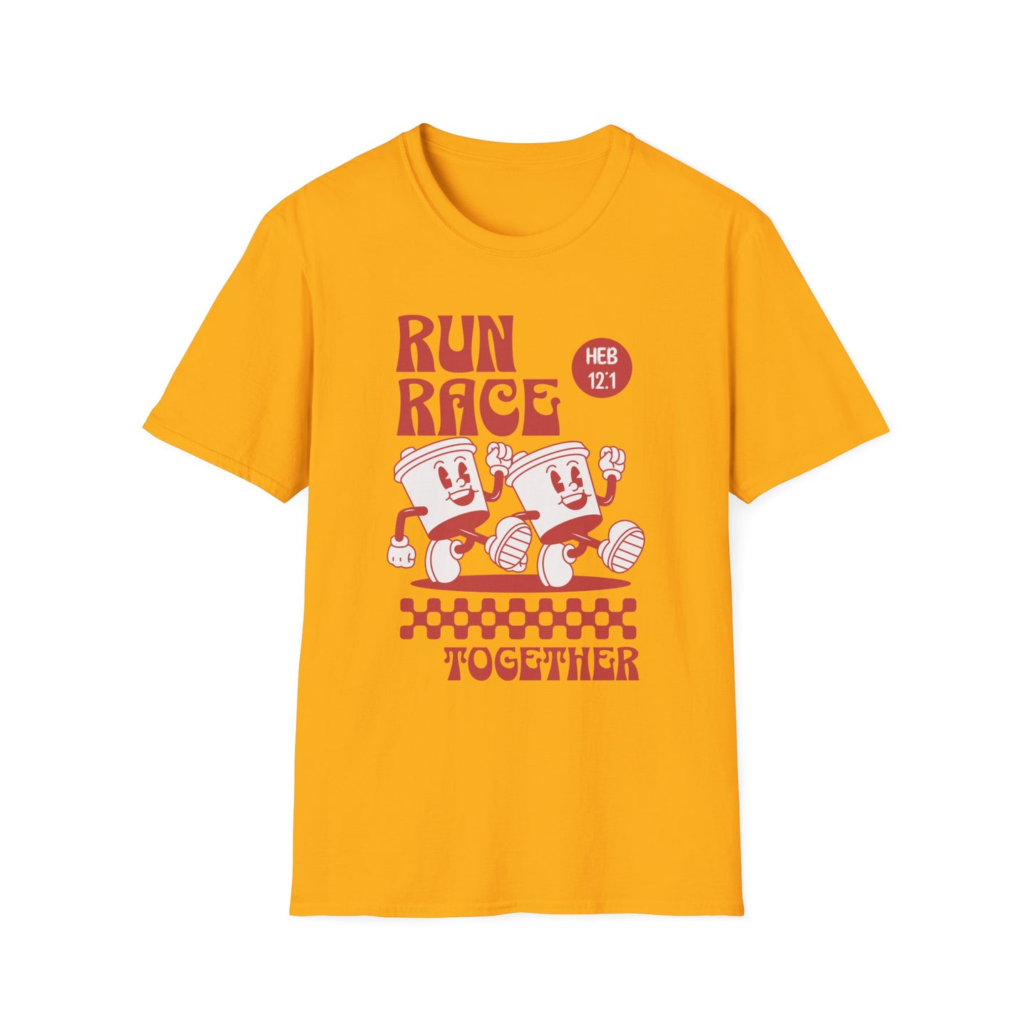 Fitness Couples Softstyle T-Shirt - Fit-over 40 Run Race Together Design
