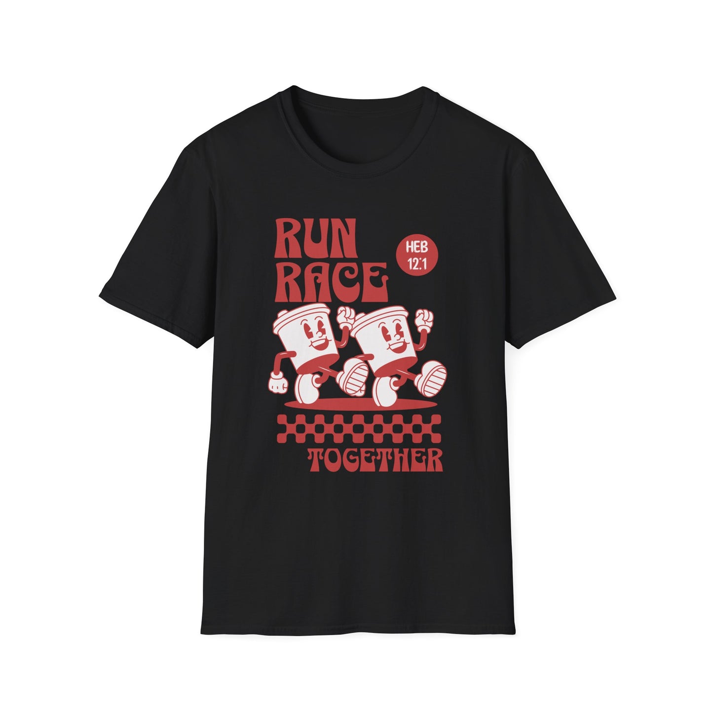 Fitness Couples Softstyle T-Shirt - Fit-over 40 Run Race Together Design