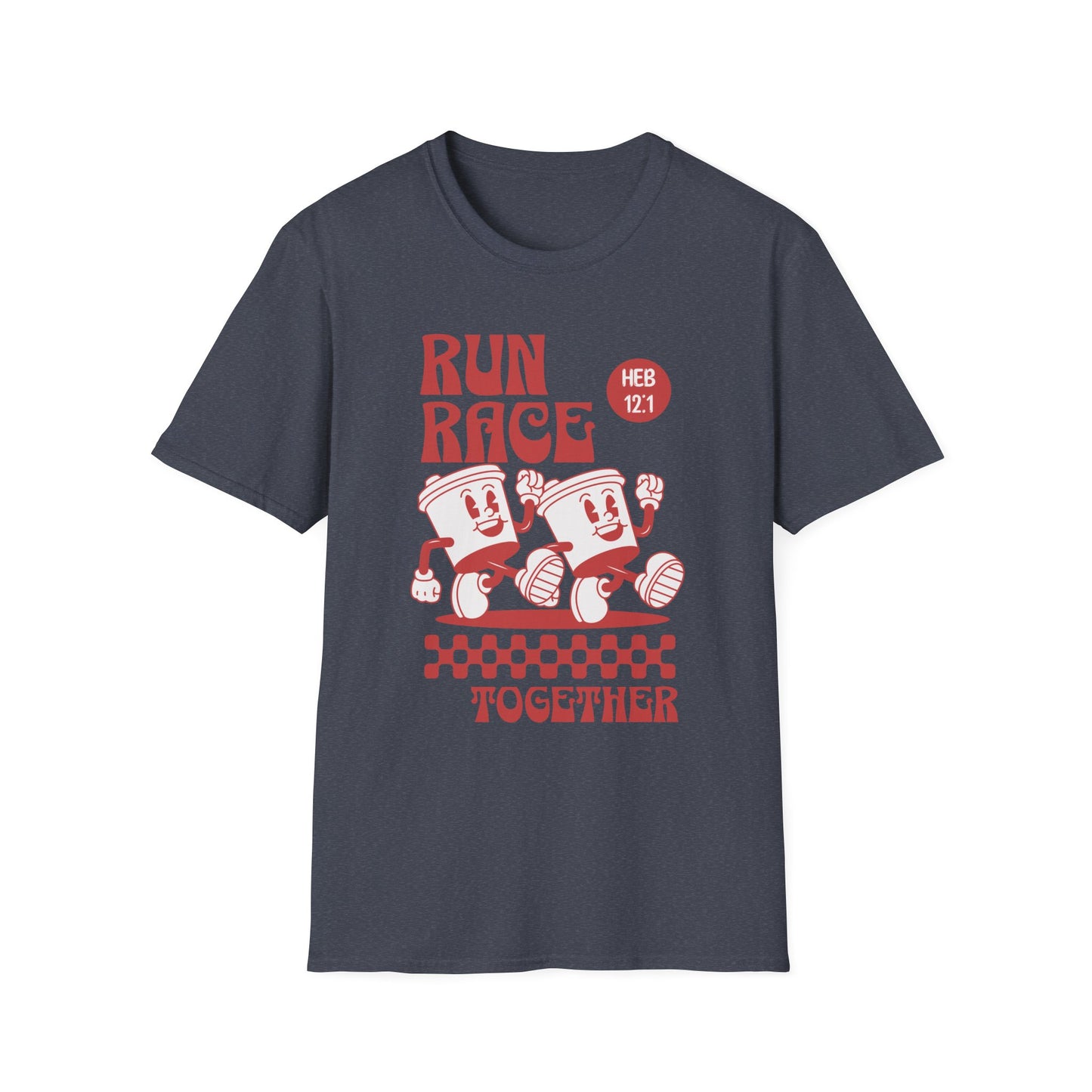 Fitness Couples Softstyle T-Shirt - Fit-over 40 Run Race Together Design