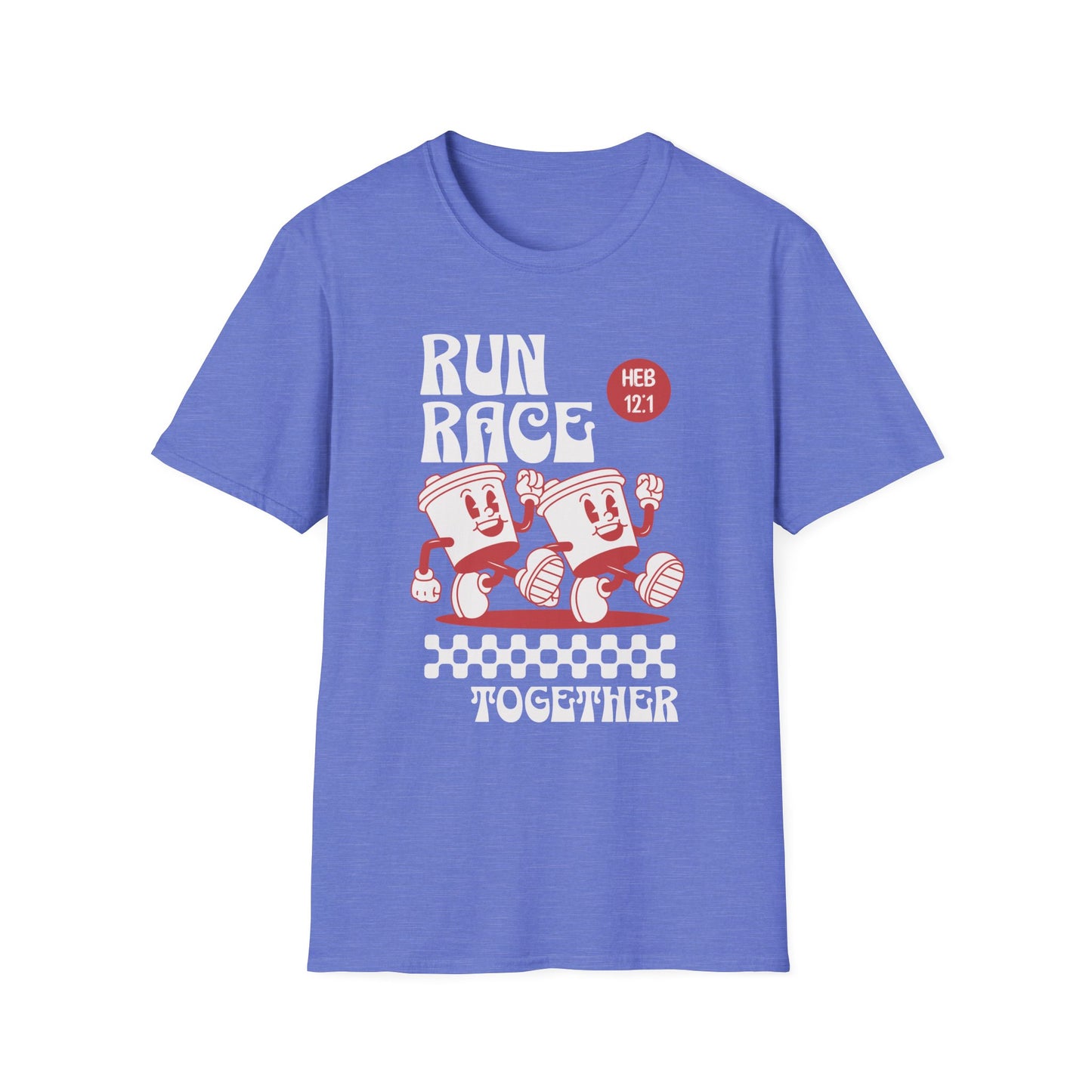 Fitness Couples Softstyle T-Shirt - Fit-over 40 Run Race Together Design
