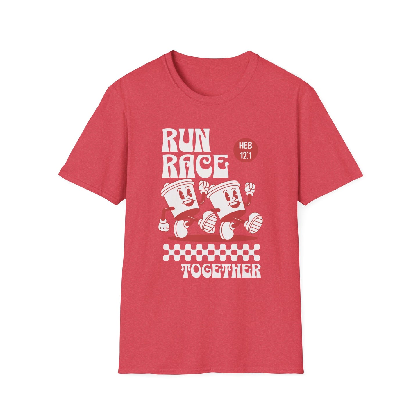 Fitness Couples Softstyle T-Shirt - Fit-over 40 Run Race Together Design