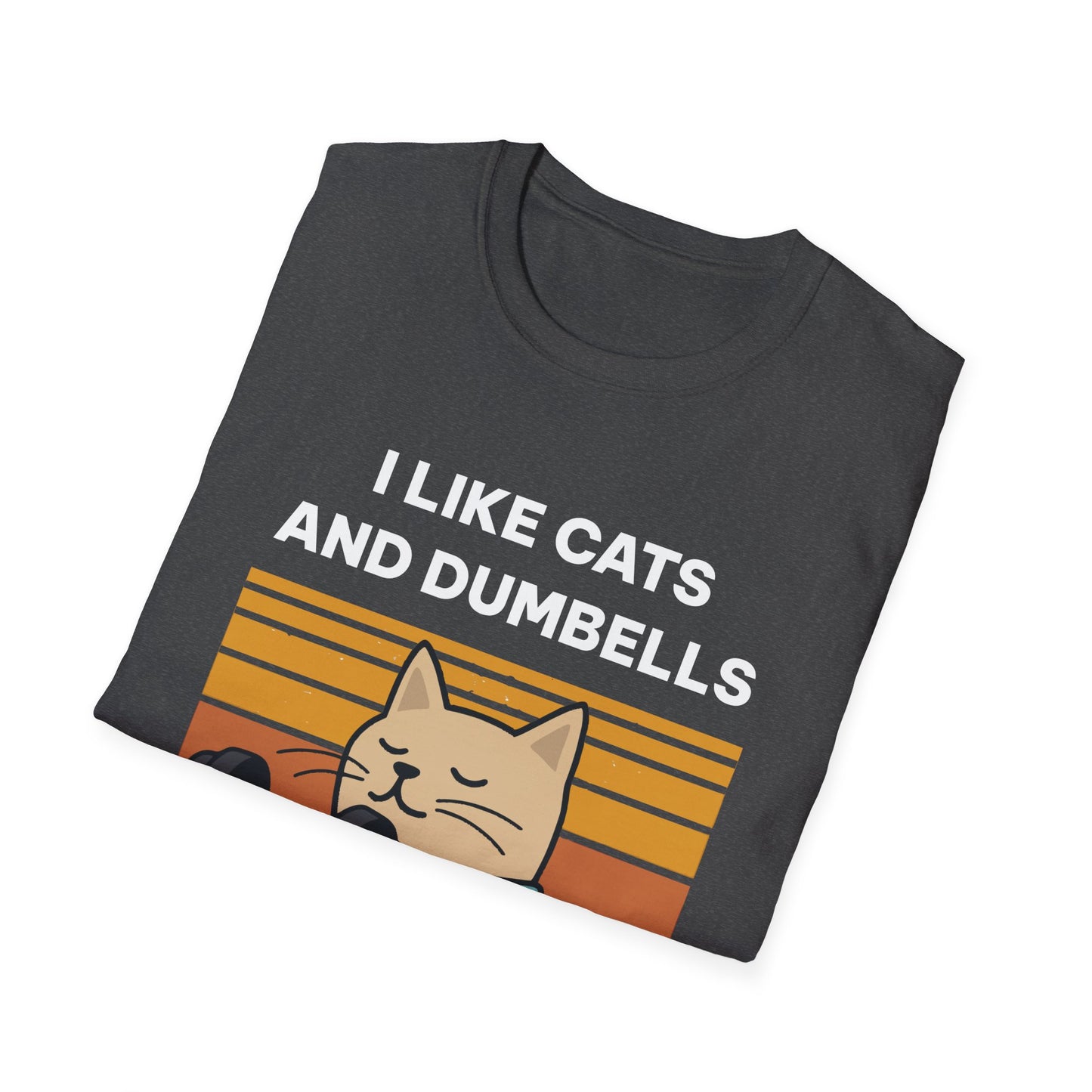 I Like Cats and Dumbbells Fitness T-shirt
