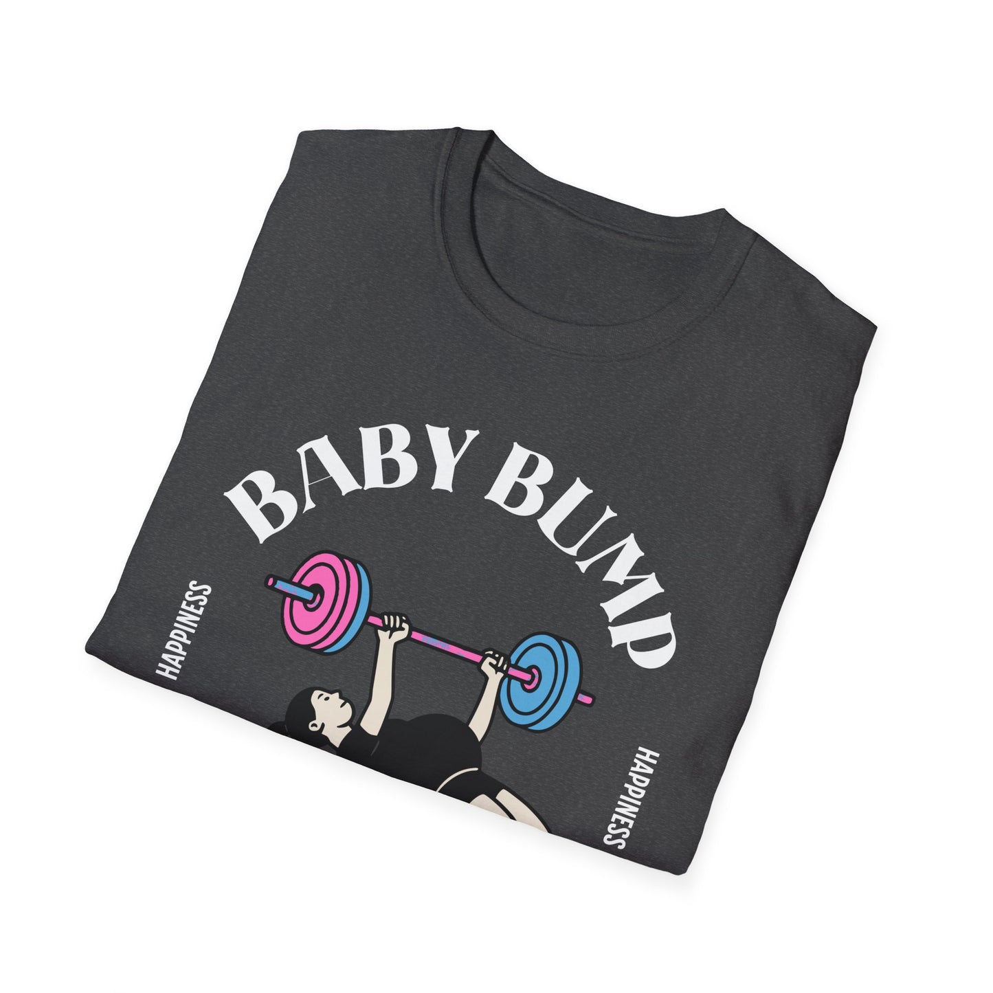 Fitness Gender Reveal Baby Bump Bench Unisex Softstyle T-Shirt