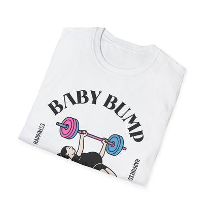 Fitness Gender Reveal Baby Bump Bench Unisex Softstyle T-Shirt