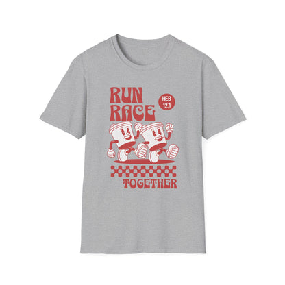 Fitness Couples Softstyle T-Shirt - Fit-over 40 Run Race Together Design