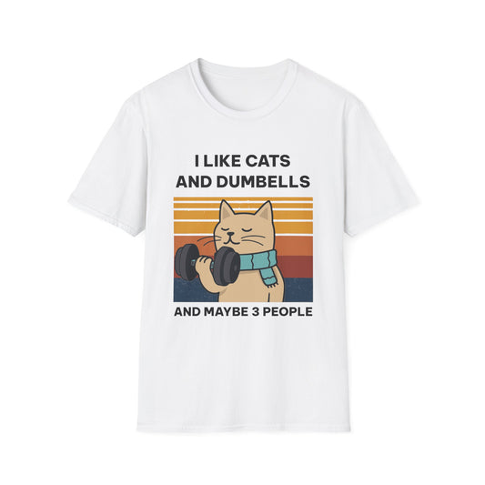 I Like Cats and Dumbbells Fitness T-shirt
