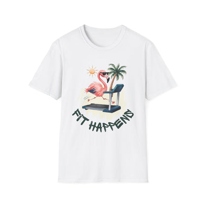 Fit Happens Treadmill Flamingo Gym T-Shirt
