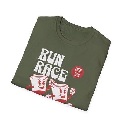 Fitness Couples Softstyle T-Shirt - Fit-over 40 Run Race Together Design