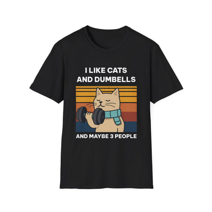 I Like Cats and Dumbbells Fitness T-shirt