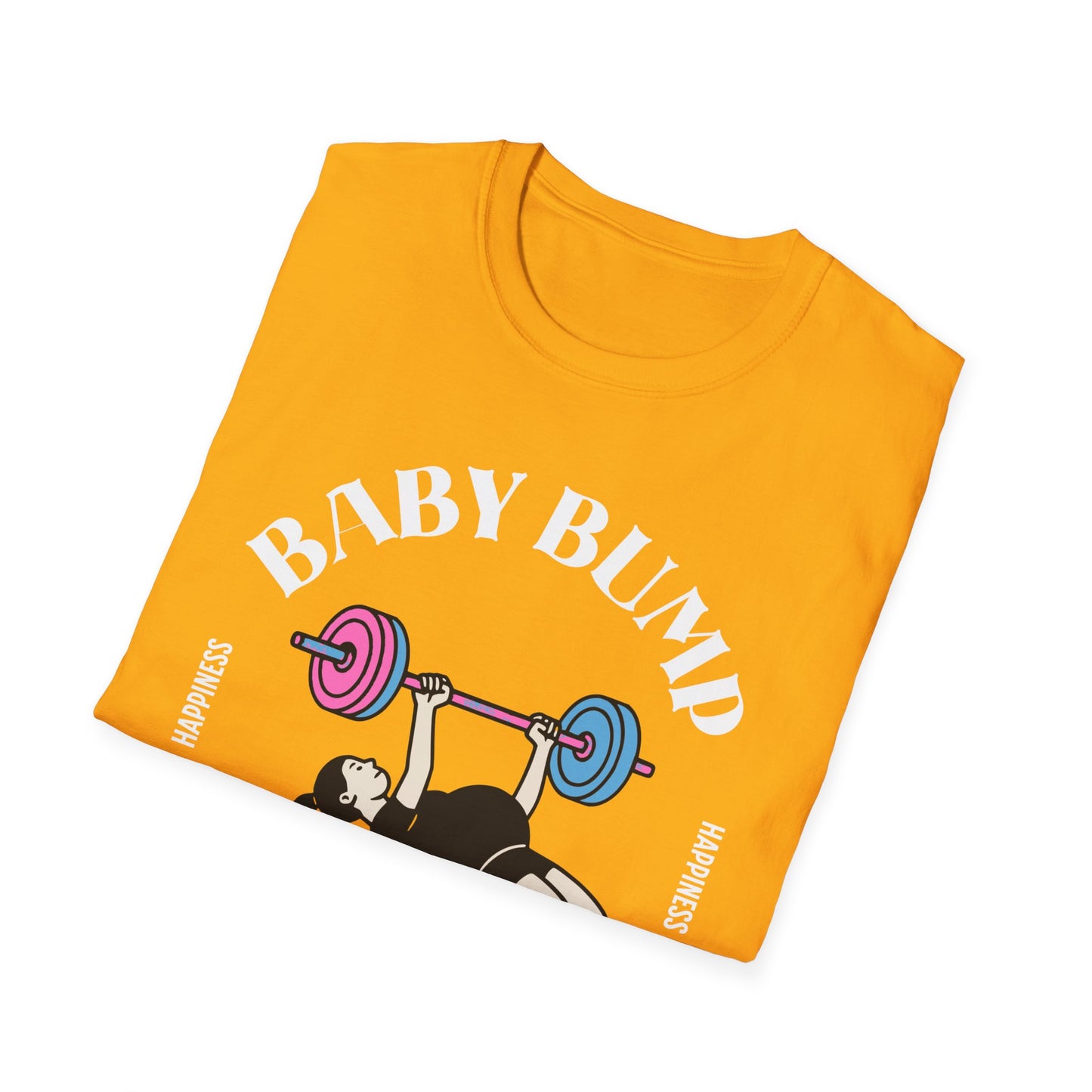 Fitness Gender Reveal Baby Bump Bench Unisex Softstyle T-Shirt