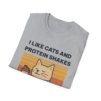 I Like Cats and Protein Shakes Fitness T-shirt