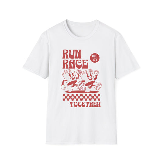 Fitness Couples Softstyle T-Shirt - Fit-over 40 Run Race Together Design