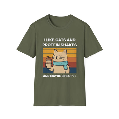 I Like Cats and Protein Shakes Fitness T-shirt