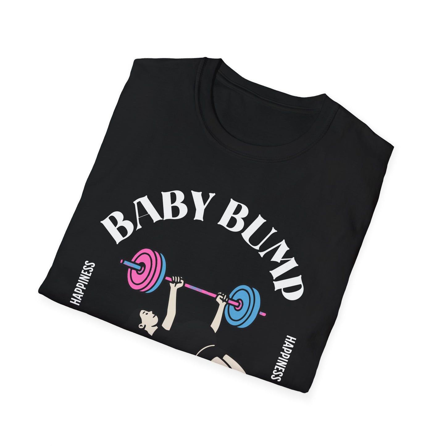 Fitness Gender Reveal Baby Bump Bench Unisex Softstyle T-Shirt