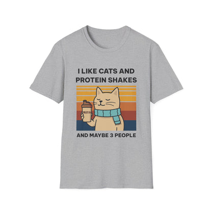 I Like Cats and Protein Shakes Fitness T-shirt