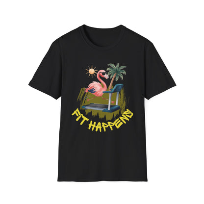 Fit Happens Treadmill Flamingo Gym T-Shirt