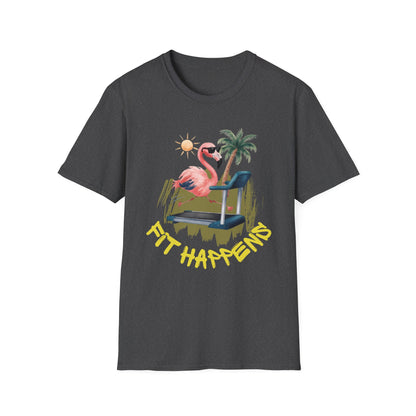 Fit Happens Treadmill Flamingo Gym T-Shirt