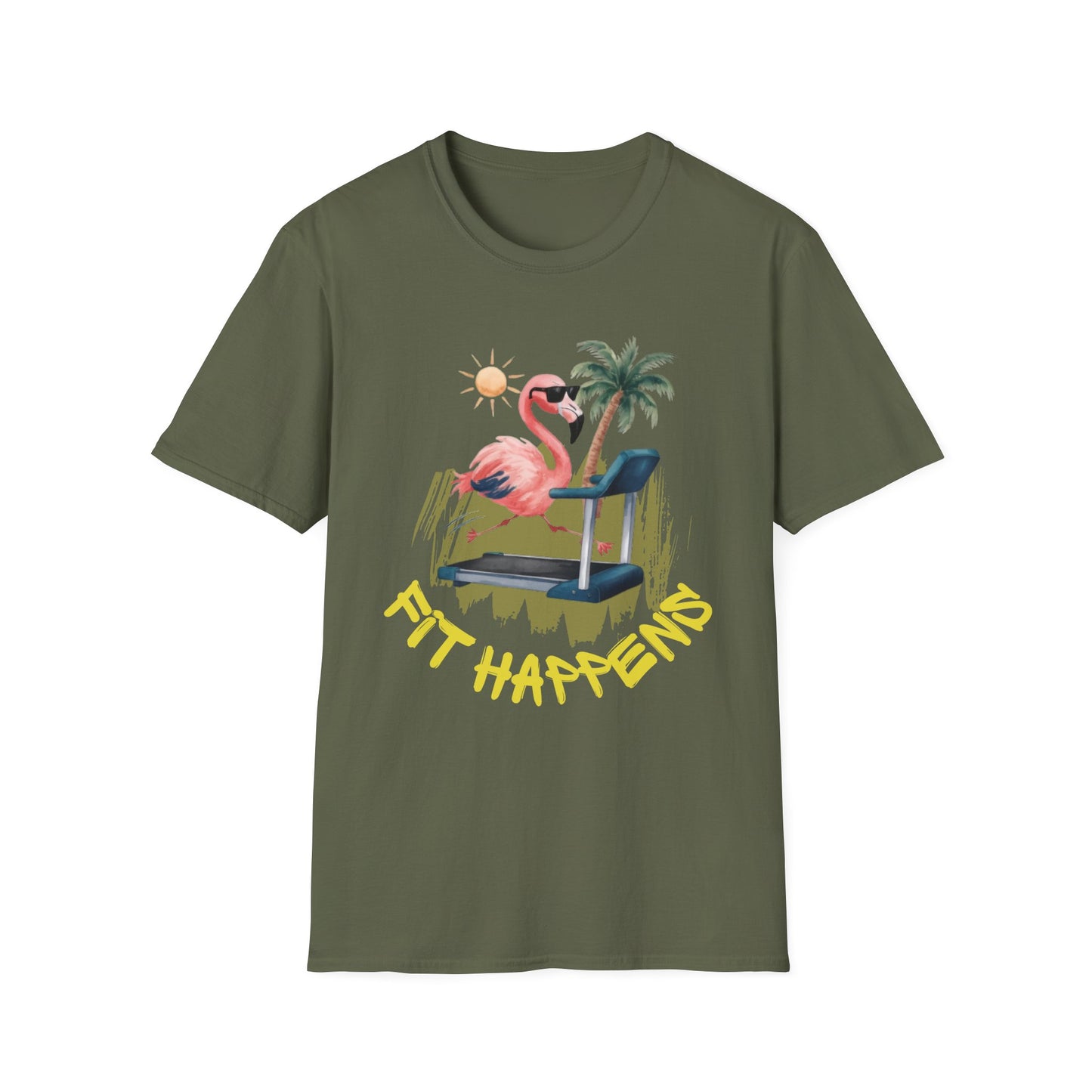 Fit Happens Treadmill Flamingo Gym T-Shirt