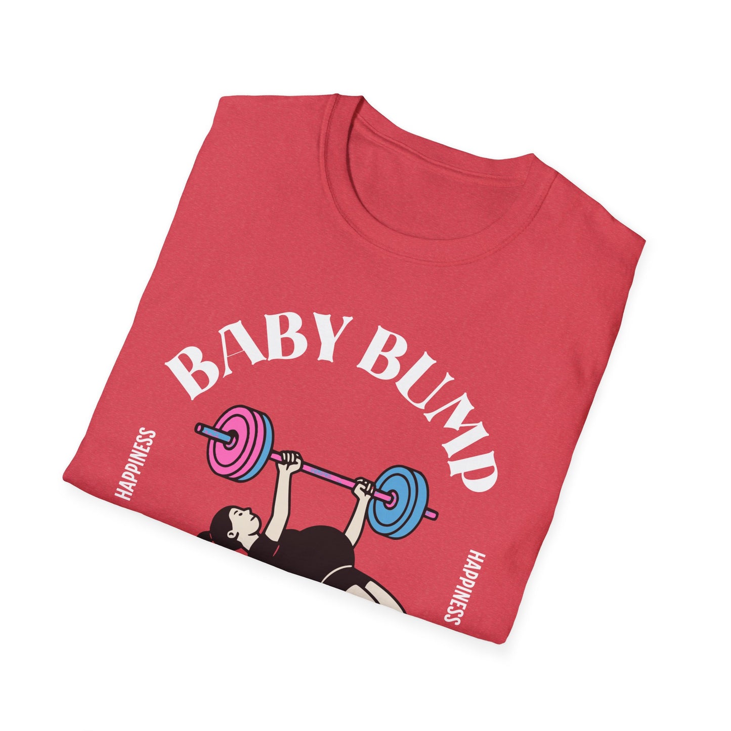Fitness Gender Reveal Baby Bump Bench Unisex Softstyle T-Shirt
