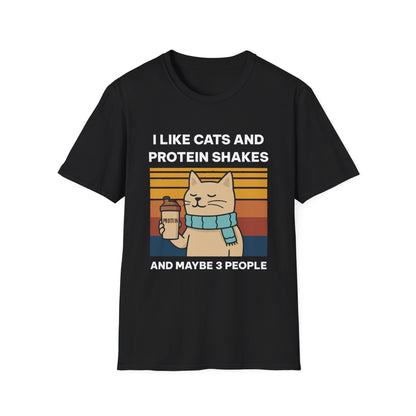 I Like Cats and Protein Shakes Fitness T-shirt