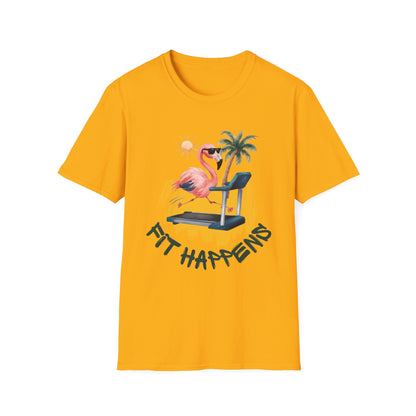 Fit Happens Treadmill Flamingo Gym T-Shirt