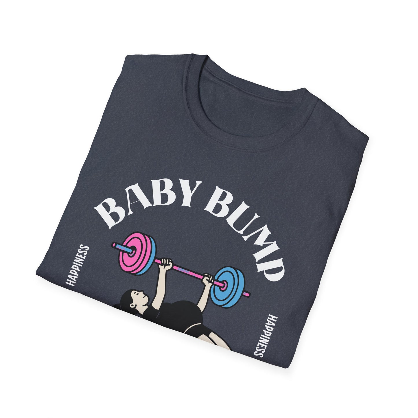 Fitness Gender Reveal Baby Bump Bench Unisex Softstyle T-Shirt