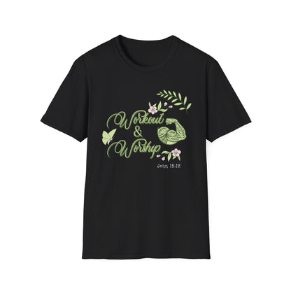 Workout & Worship - Faith-Based Fitness T-Shirt