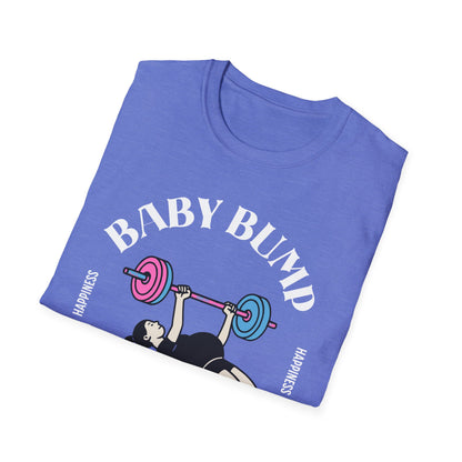 Fitness Gender Reveal Baby Bump Bench Unisex Softstyle T-Shirt