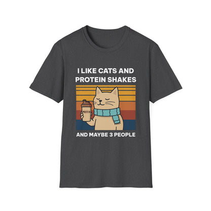 I Like Cats and Protein Shakes Fitness T-shirt