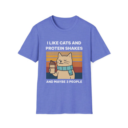 I Like Cats and Protein Shakes Fitness T-shirt