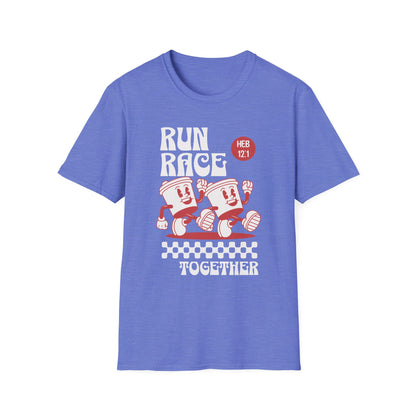 Fitness Couples Softstyle T-Shirt - Fit-over 40 Run Race Together Design