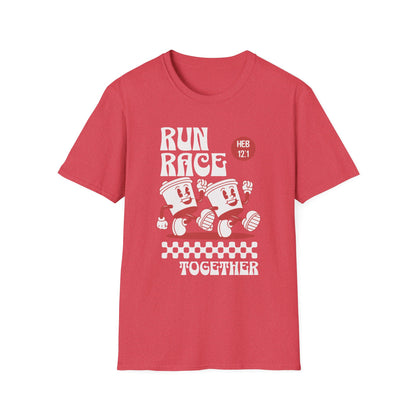 Fitness Couples Softstyle T-Shirt - Fit-over 40 Run Race Together Design