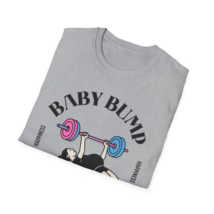 Fitness Gender Reveal Baby Bump Bench Unisex Softstyle T-Shirt