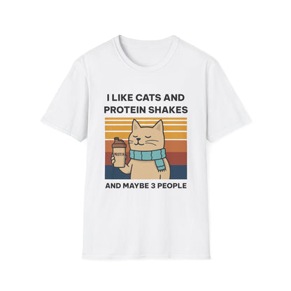 I Like Cats and Protein Shakes Fitness T-shirt