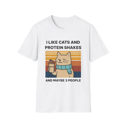 I Like Cats and Protein Shakes Fitness T-shirt