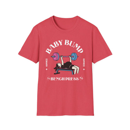 Fitness Gender Reveal Baby Bump Bench Unisex Softstyle T-Shirt